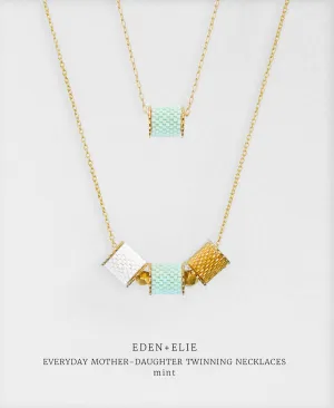 EDEN   ELIE Mother-Daughter twinning necklaces set - mint green