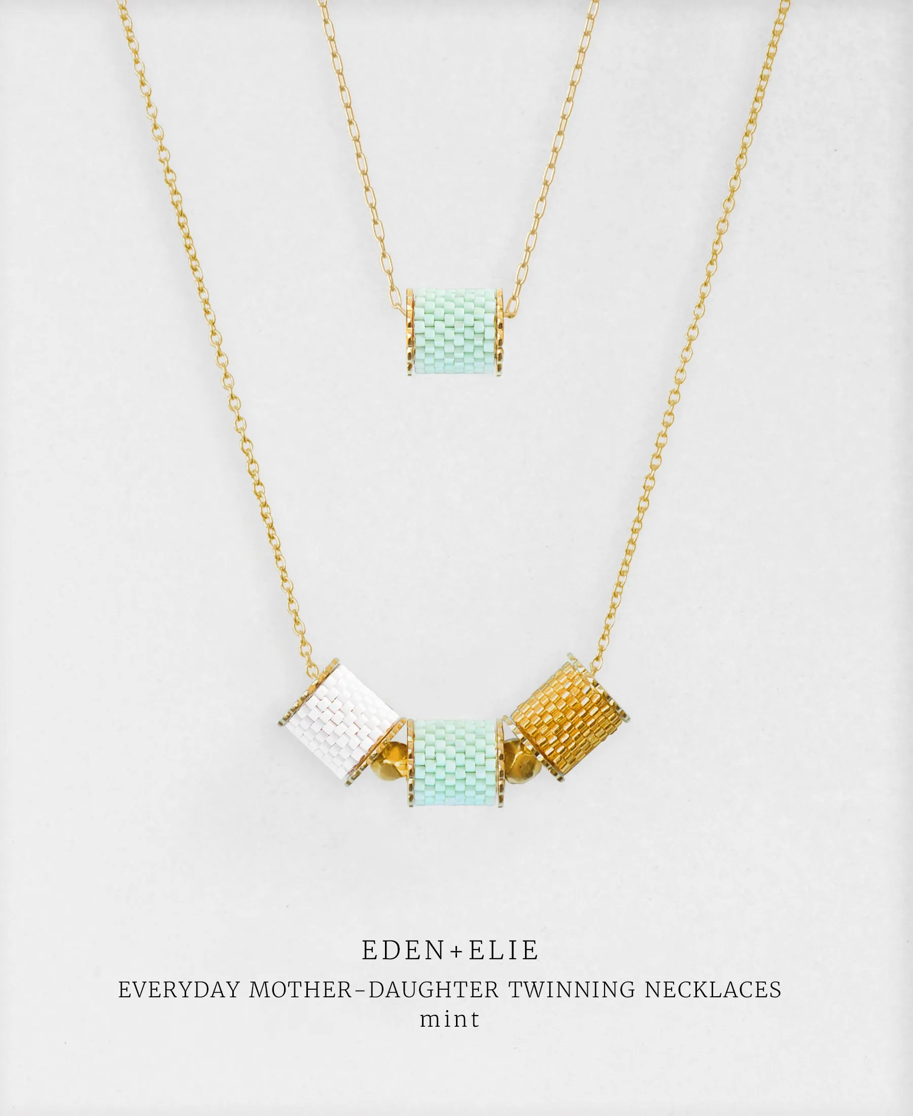 EDEN   ELIE Mother-Daughter twinning necklaces set - mint green