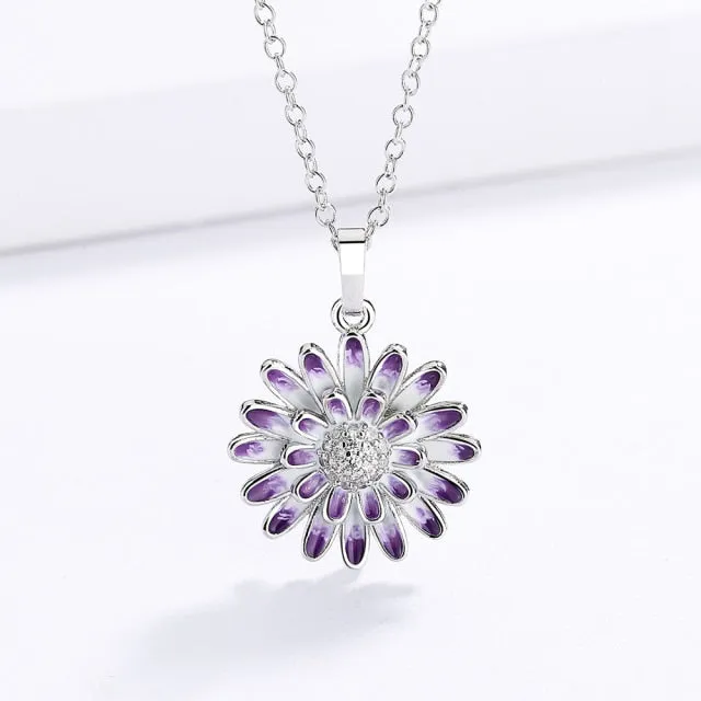 Enamel Jewelry Handmade Flower Jewelry Set for Women with Zircon in 925 Silver