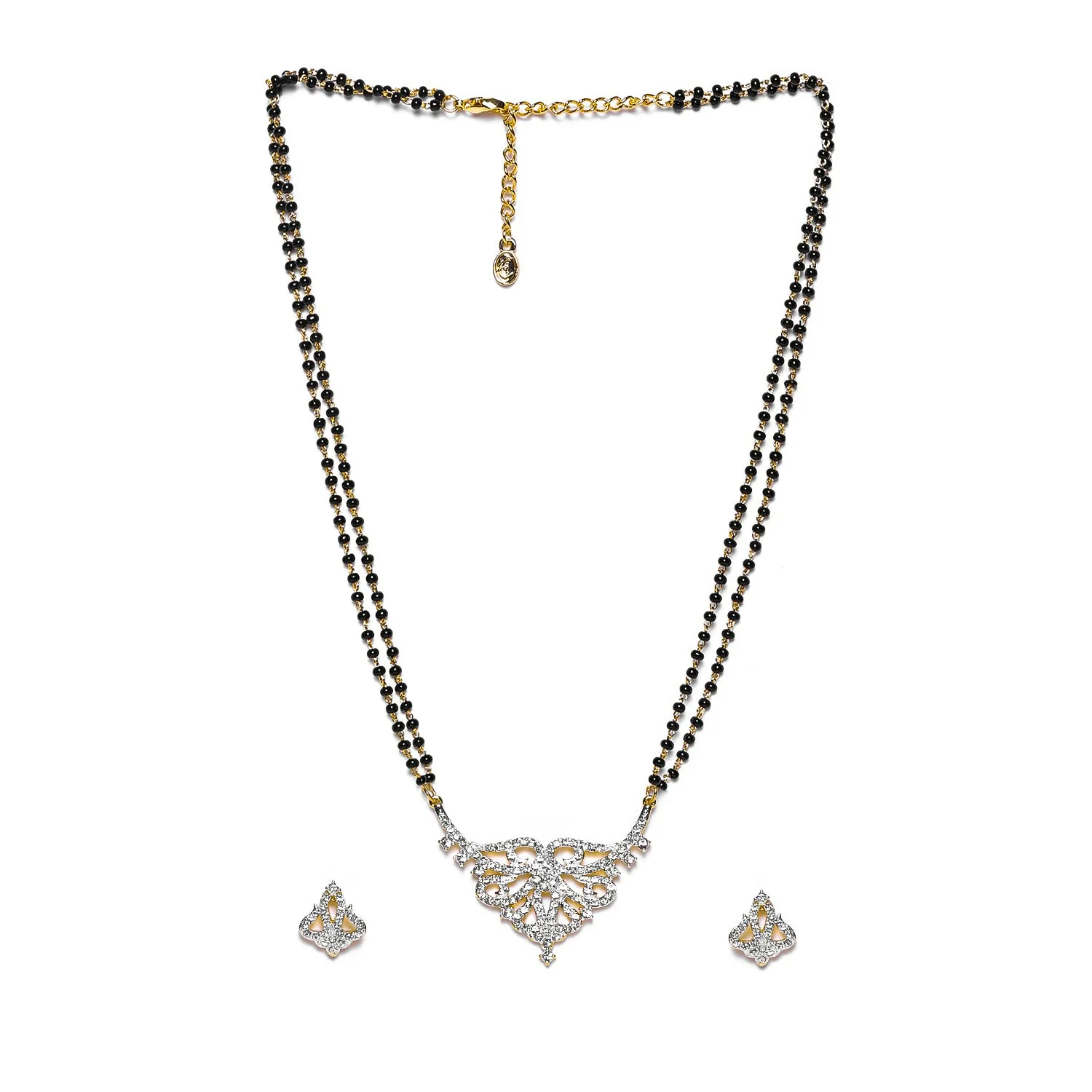 Estele Gold & Rhodium Plated Nestled Mangalsutra Necklace Set with Austrian Crystals for Women