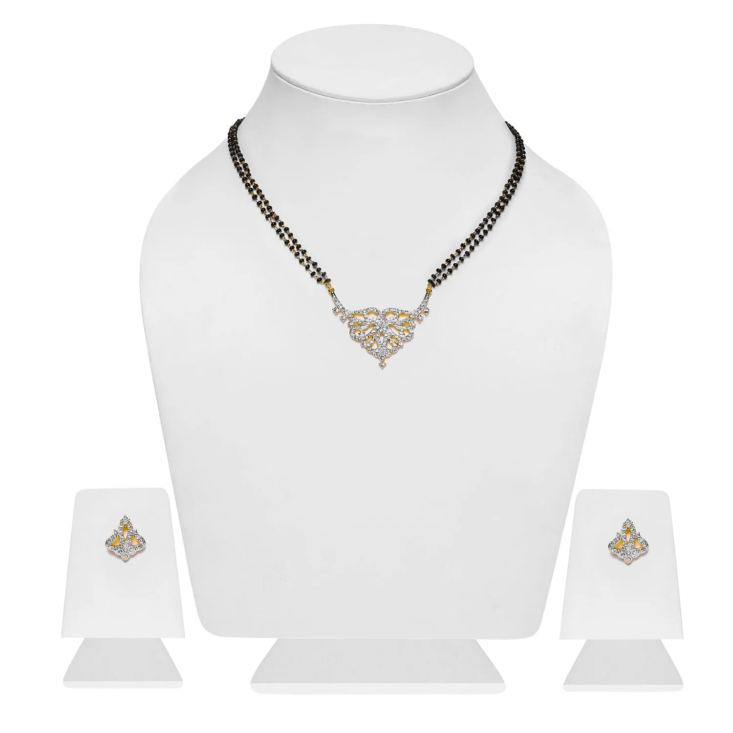 Estele Gold & Rhodium Plated Nestled Mangalsutra Necklace Set with Austrian Crystals for Women