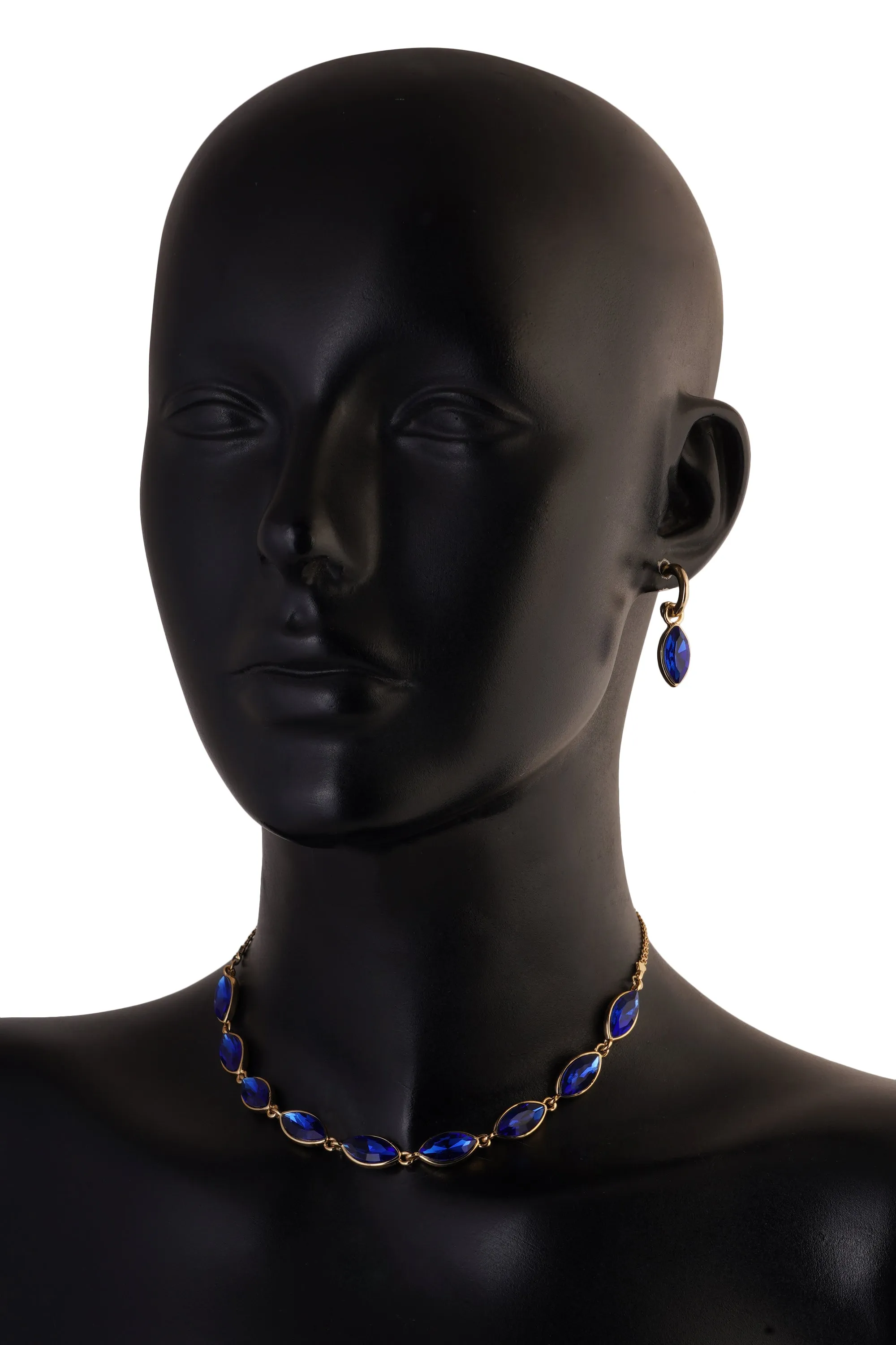 Estele Gold Plated Classic Necklace Set with Blue Stones for Women