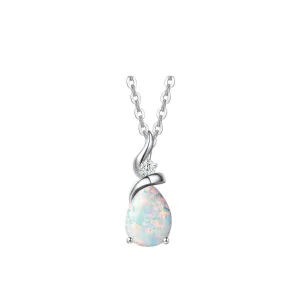 FANCIME "Ribbon" Opal October Gemstone Sterling Silver Necklace