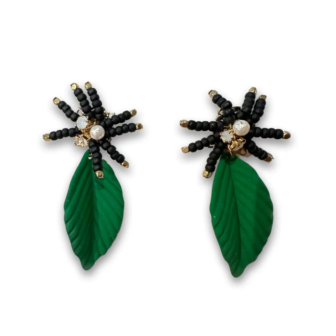 Flower Leaf Stud Statement Earrings