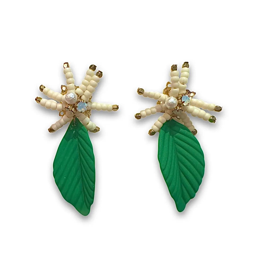 Flower Leaf Stud Statement Earrings