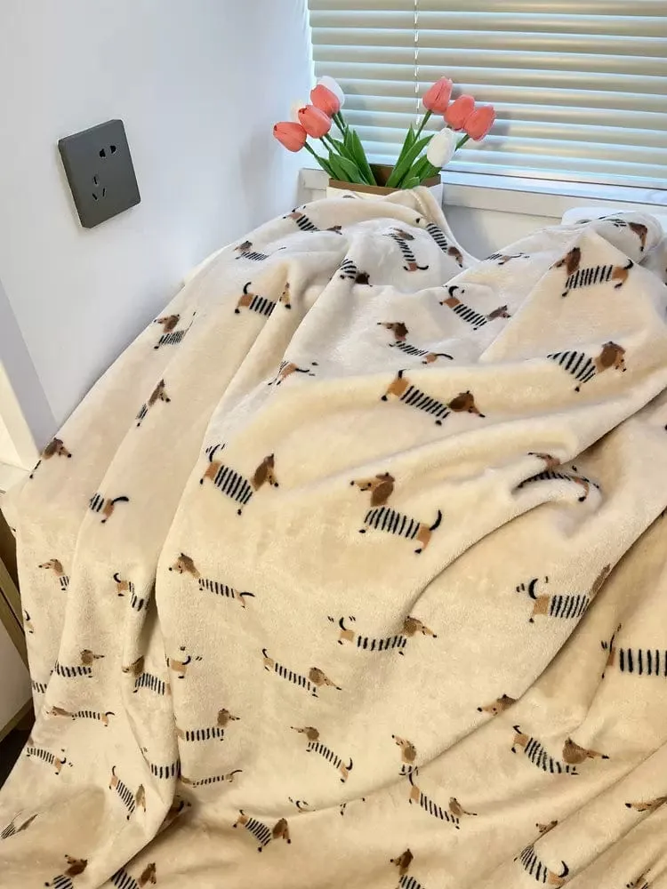 French Dachshund Fleece Blanket