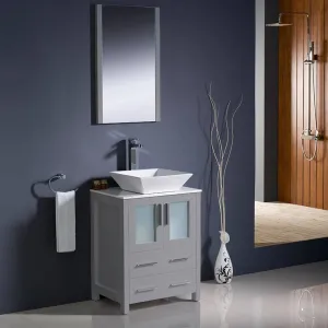 Fresca FVN6224GR-VSL Torino 24" Grey Modern Bathroom Vanity with Vessel Sink