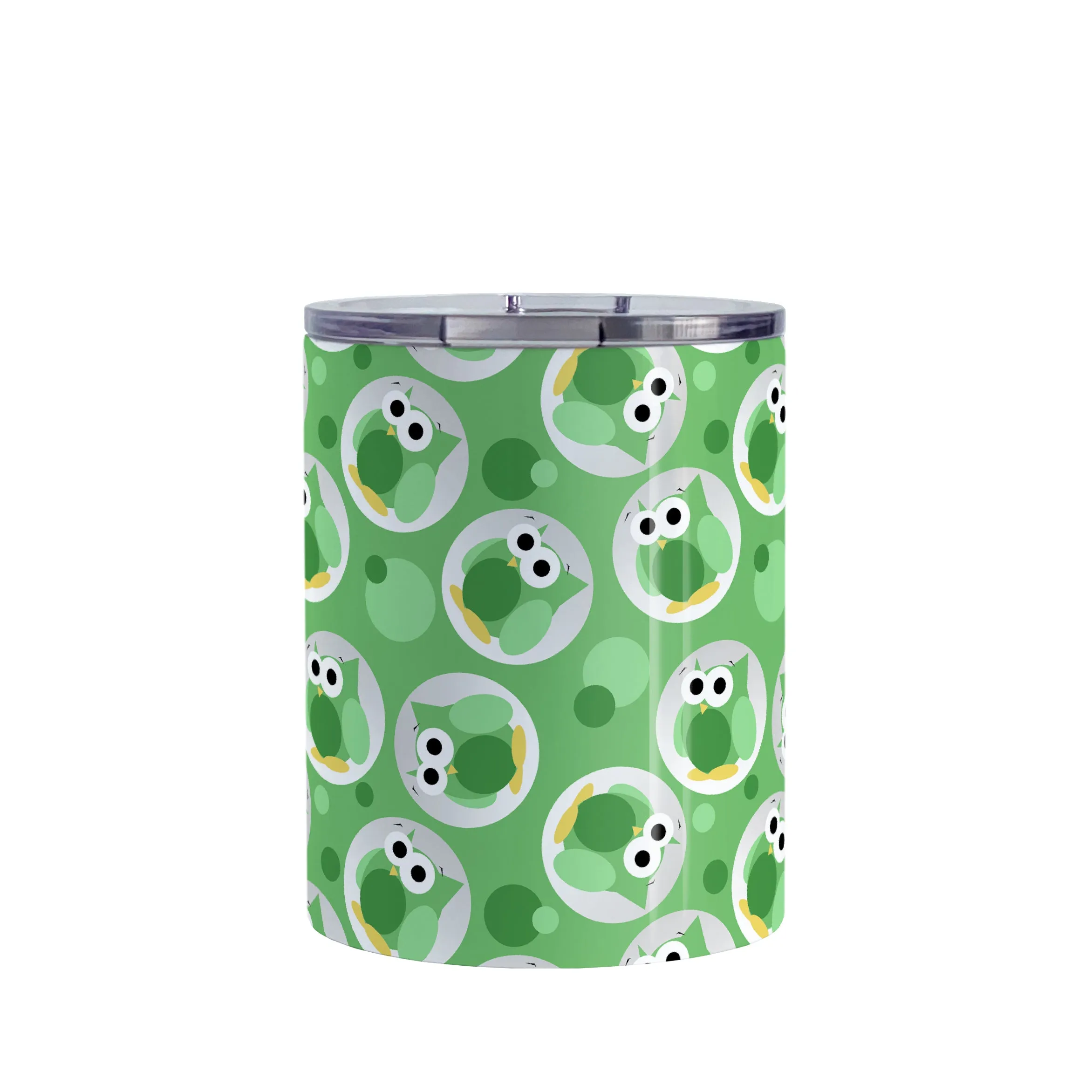 Funny Cute Green Owl Pattern Tumbler Cup