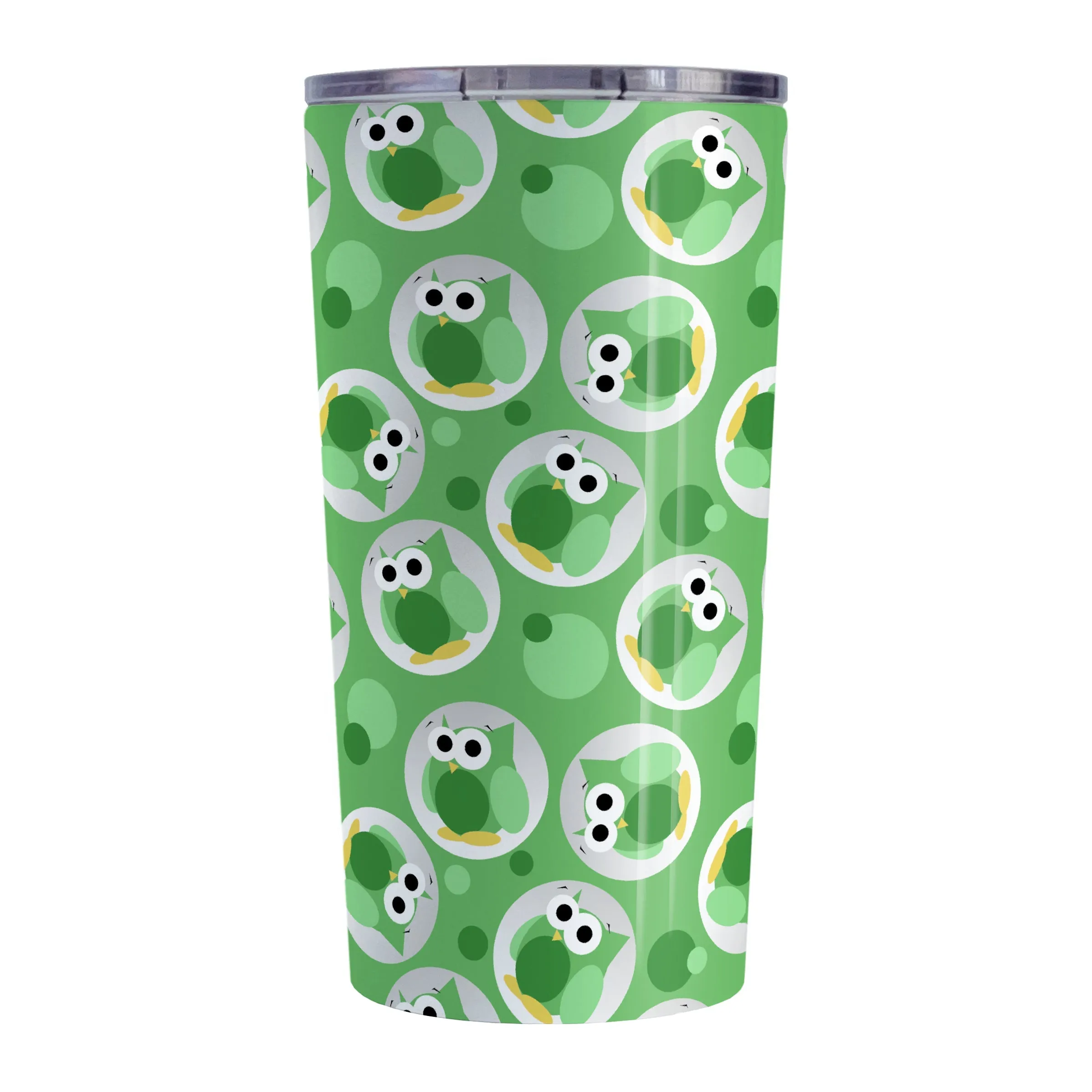 Funny Cute Green Owl Pattern Tumbler Cup