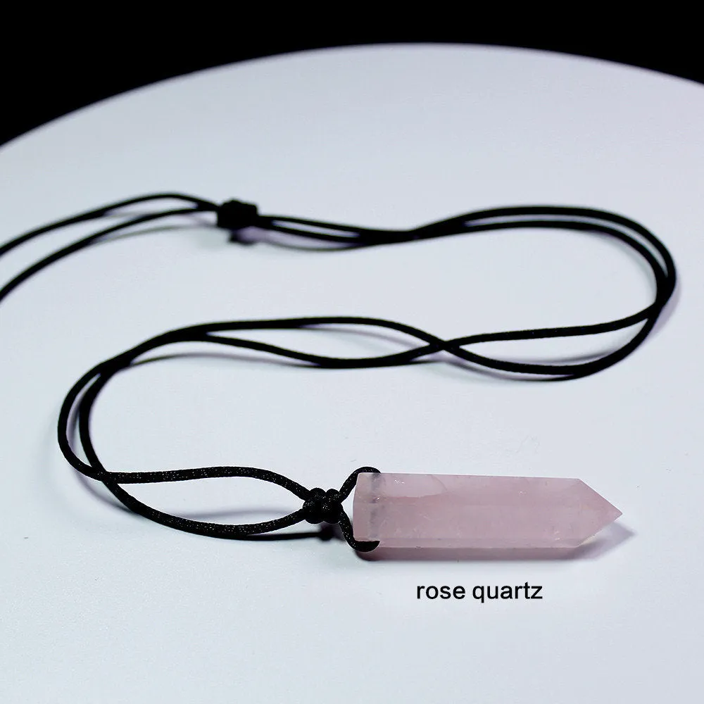 Gemstone Necklace - Crystal Gem Stone Necklace - Lapis lazuli - Quartz - Red Smelting - Rose Quartz - Obsidian - Fluorite - Amethyst Pendant