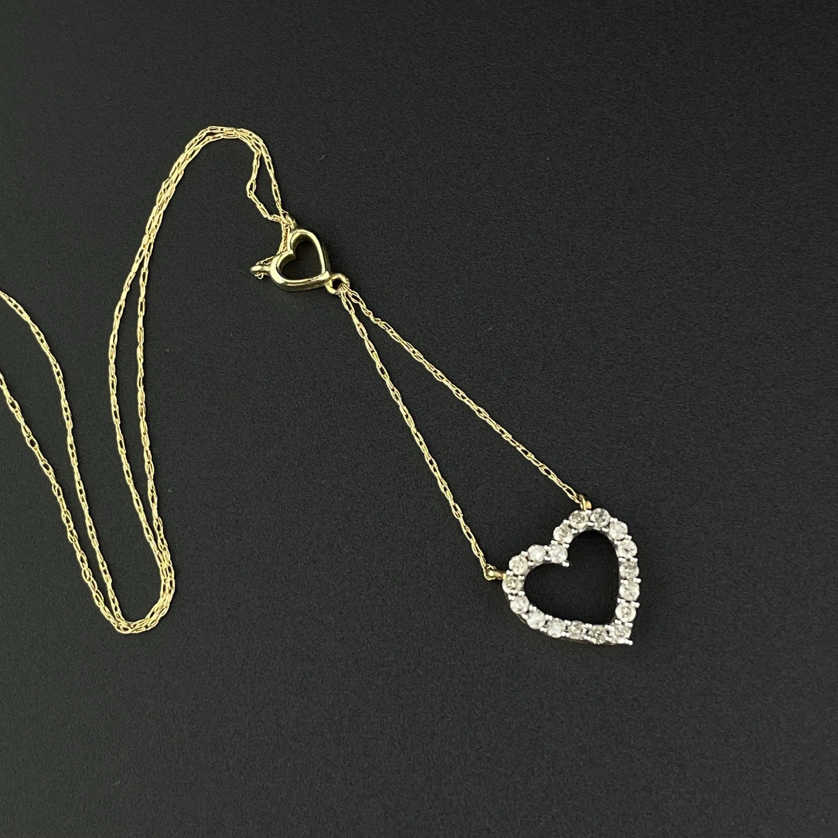 Gold Heart Diamond Drop Lovers Charm Minimalist Necklace