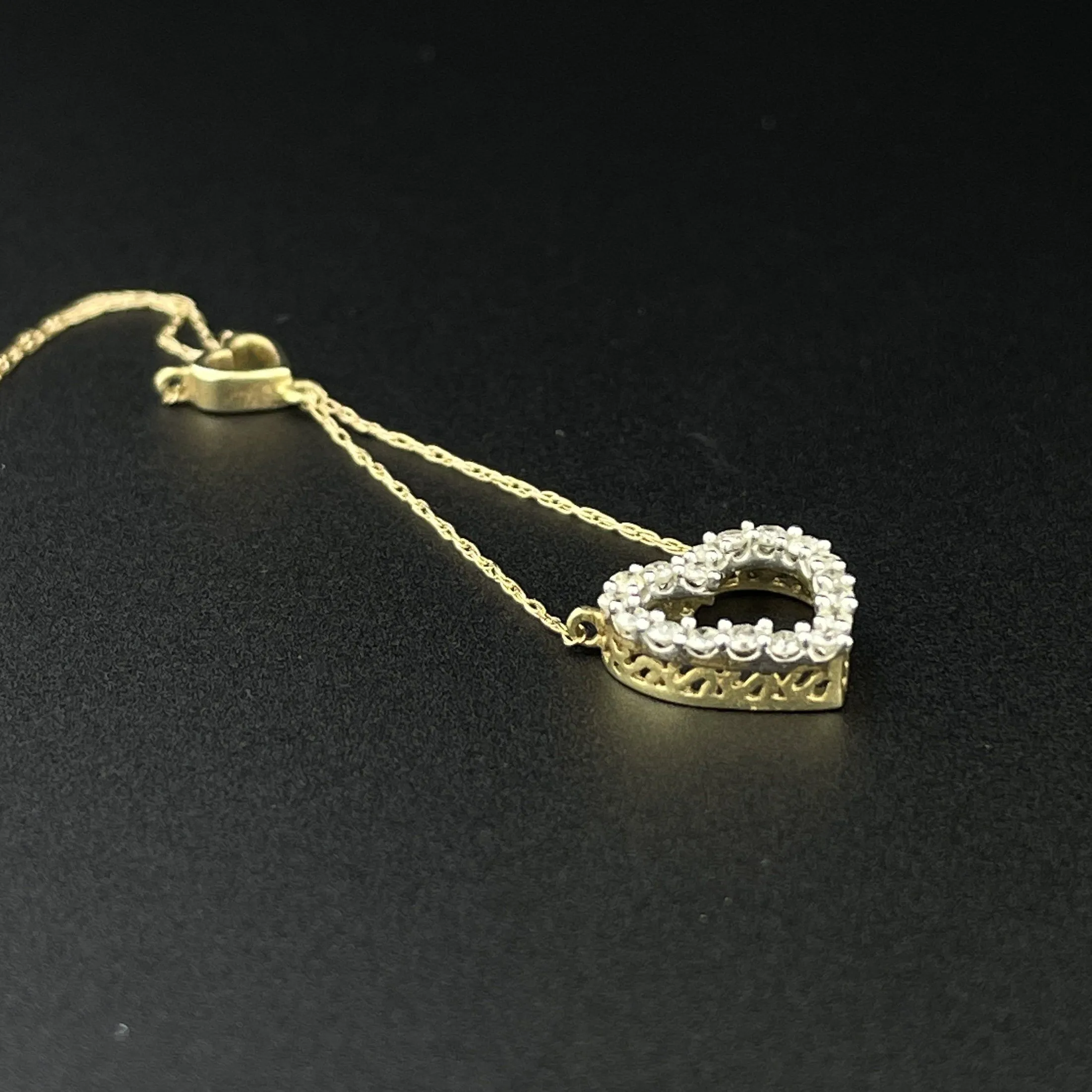 Gold Heart Diamond Drop Lovers Charm Minimalist Necklace