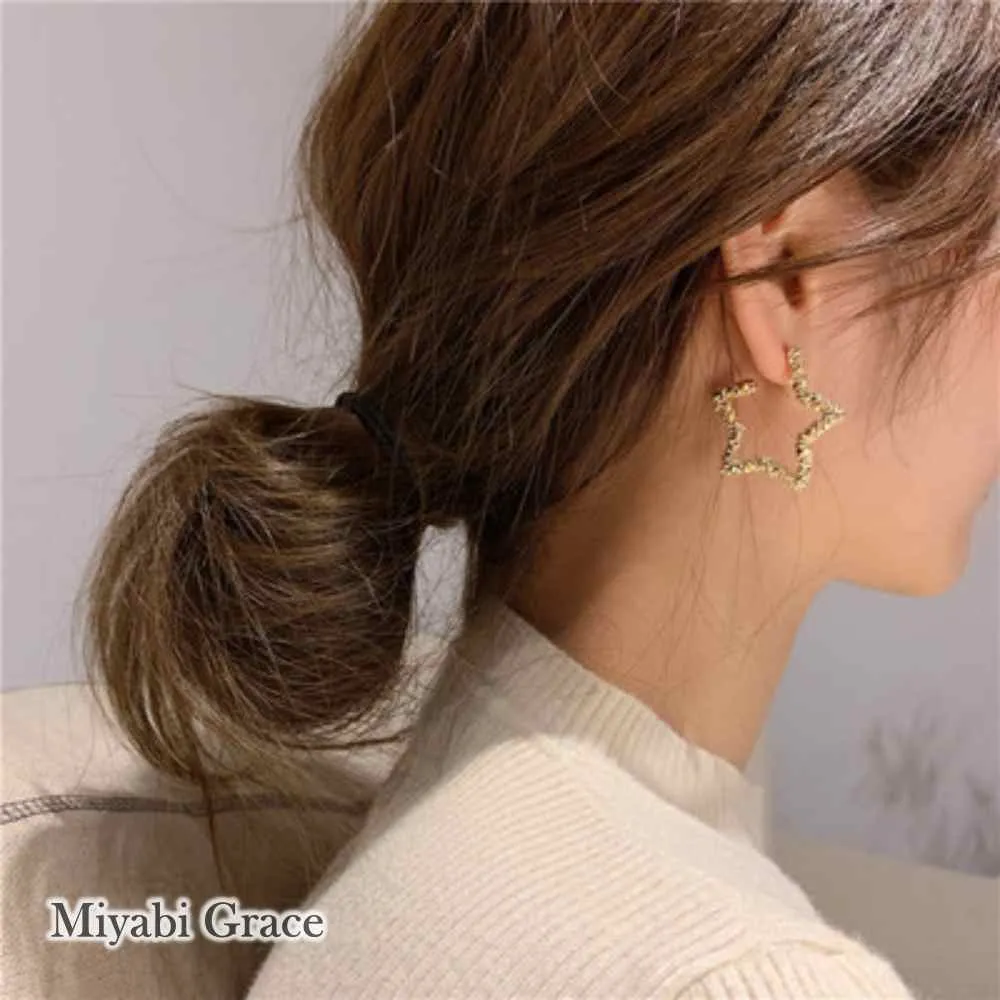 Gold Metallic Star Invisible Clip On Hoop Earrings