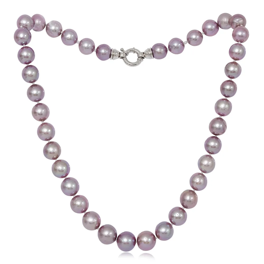 Gratia mauve pink almost round large Edison cultured freshwater pearl necklace