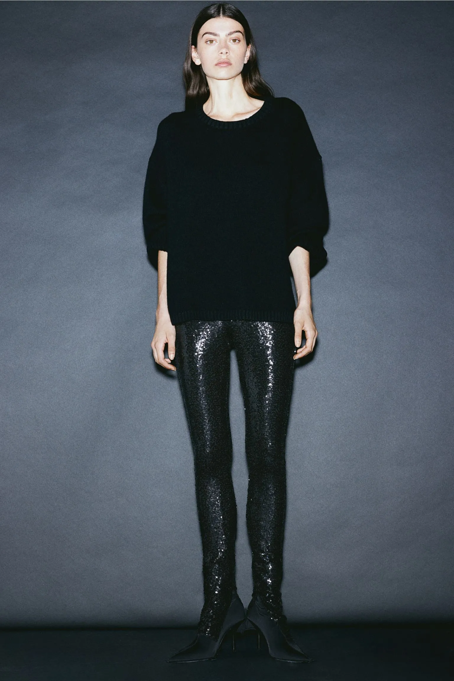 H&M Sequined leggings, black