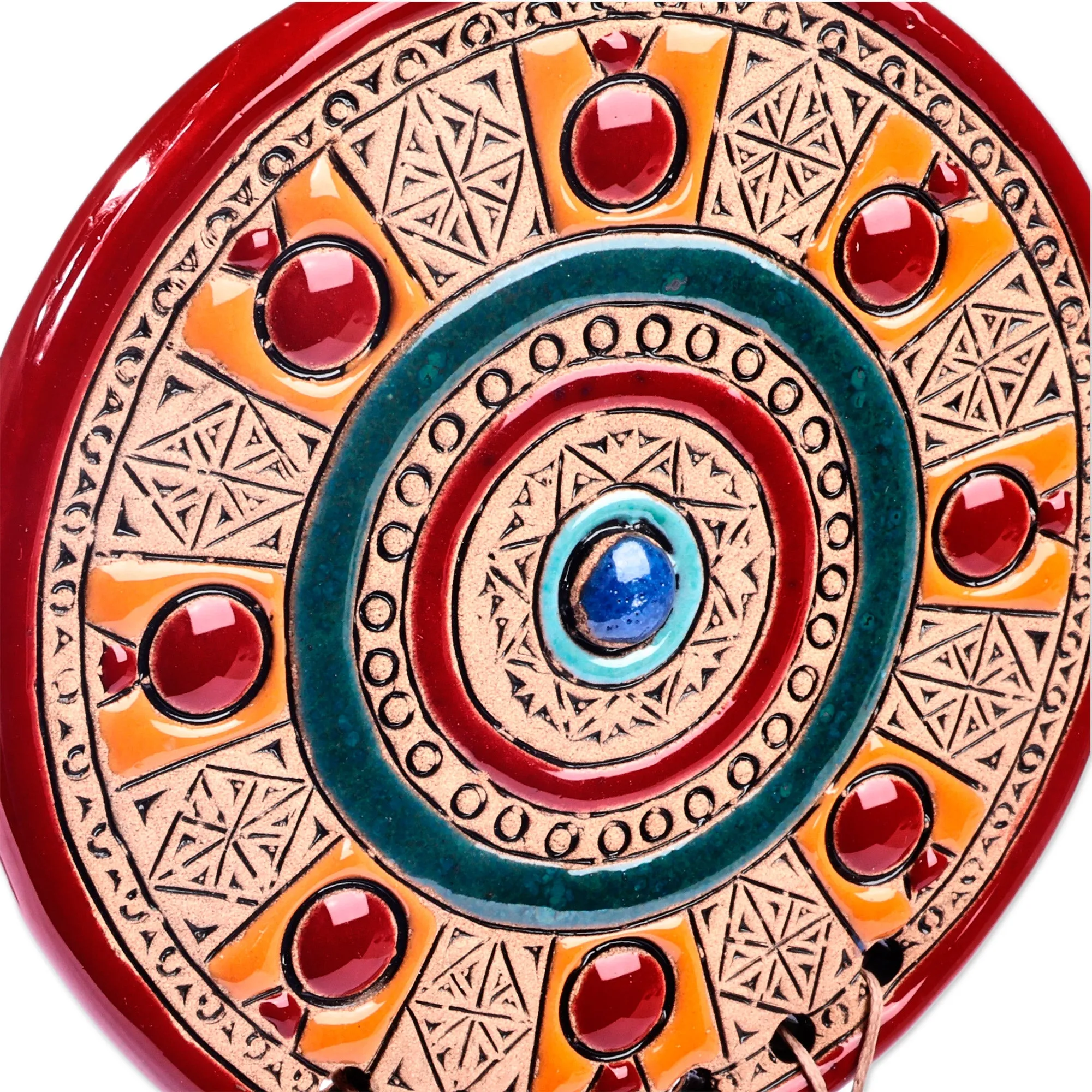 Hand-Painted Red and Teal Pomegranate Daghdhan Wall Decor - Passionate Luck | NOVICA