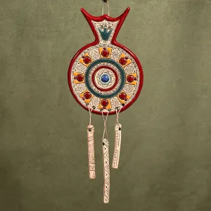 Hand-Painted Red and Teal Pomegranate Daghdhan Wall Decor - Passionate Luck | NOVICA