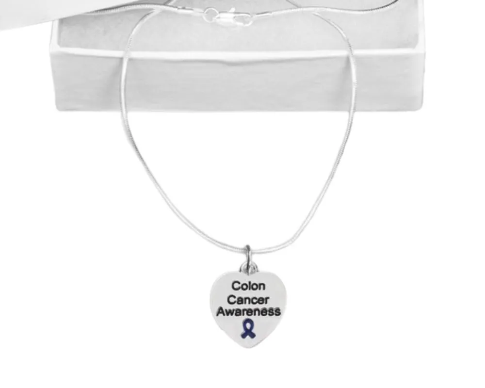 Heart Shaped Colon Cancer Awareness Necklaces