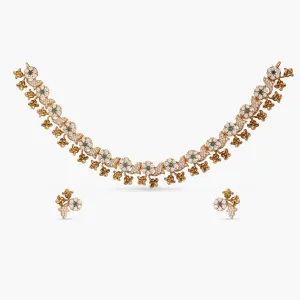 Ivy Floral Antique CZ Necklace Set