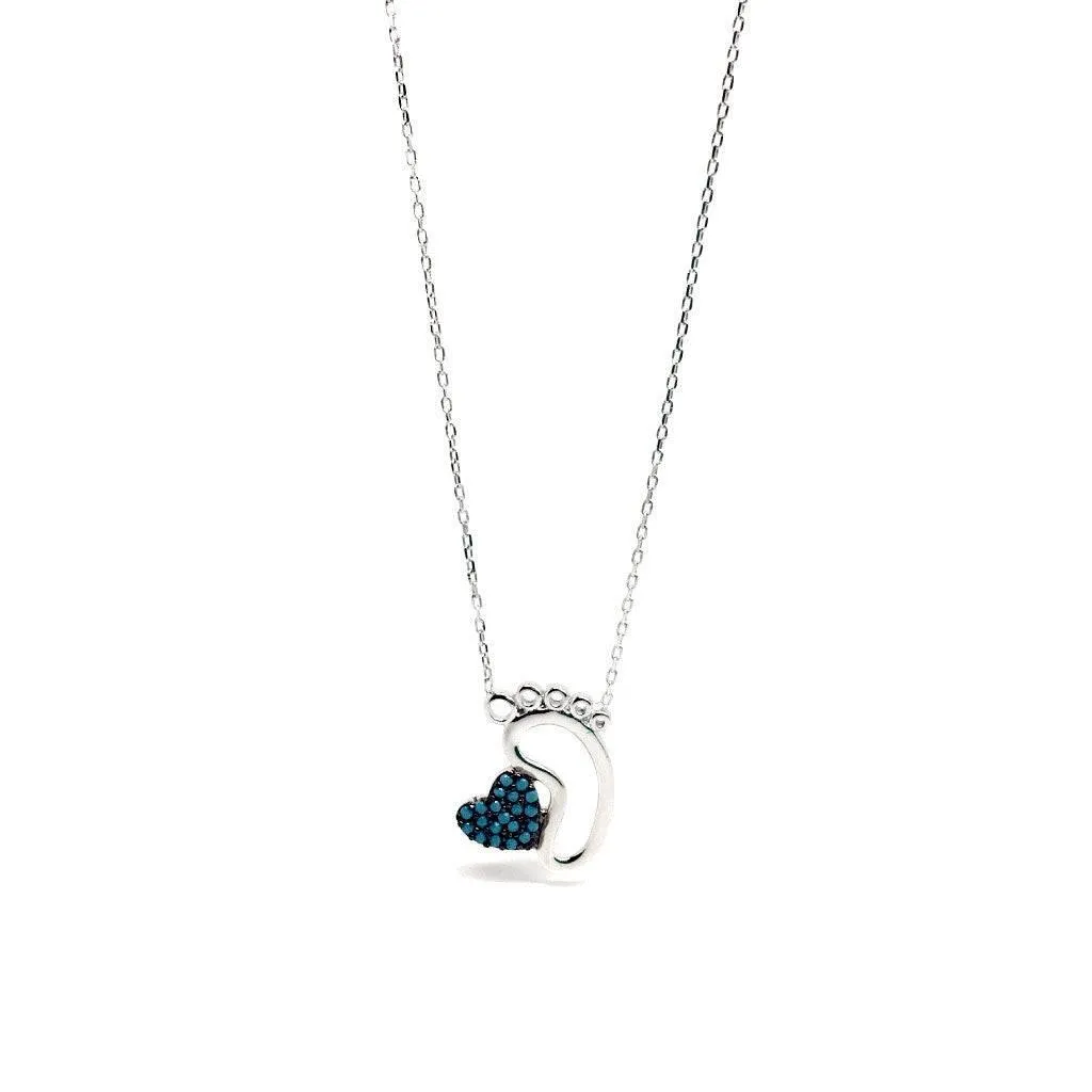 Jewellery for Mum - Baby Foot Necklace with Blue Heart