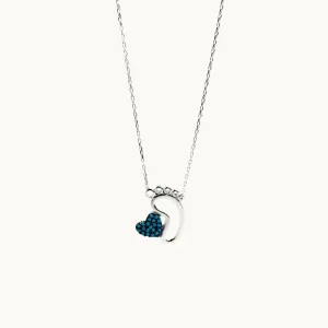 Jewellery for Mum - Baby Foot Necklace with Blue Heart