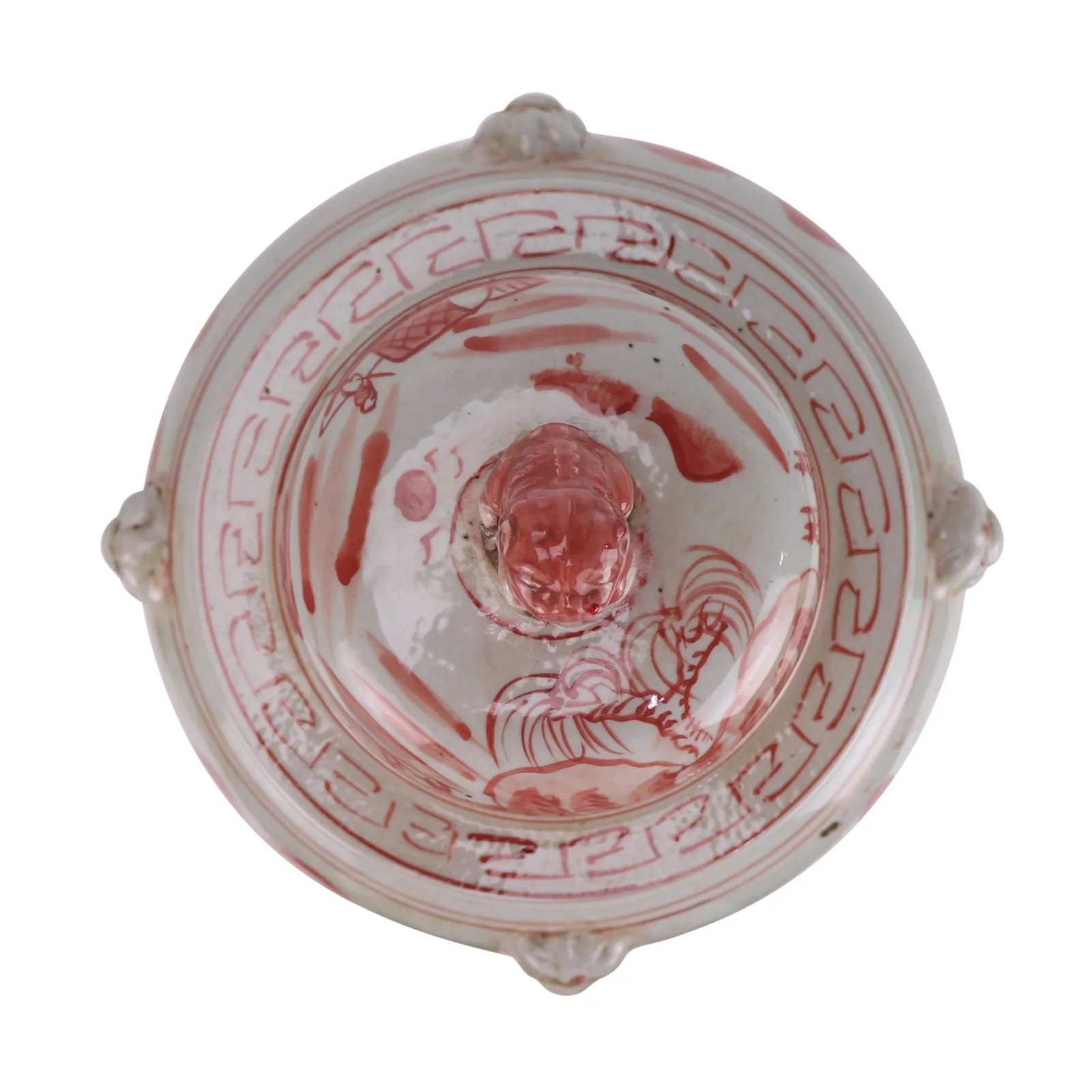 Jingdezhen Hand-Painted Temple Jar, Red with Mountain