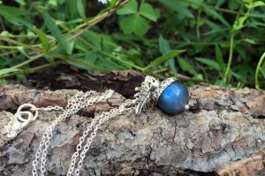 Labradorite and Silver Acorn Necklace | Cute Nature Charm | Forest Acorn Necklace | Nature Jewelry