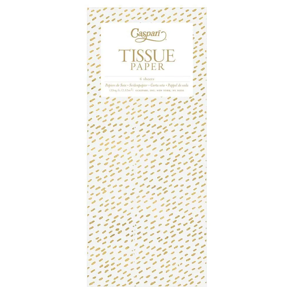 Little Dash Tissue Paper in White & Gold - 4 Sheets