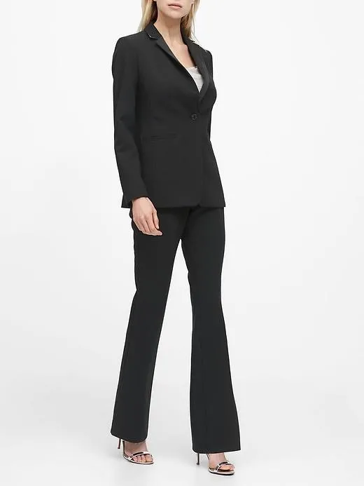 Long and Lean-Fit Tuxedo Blazer in Black