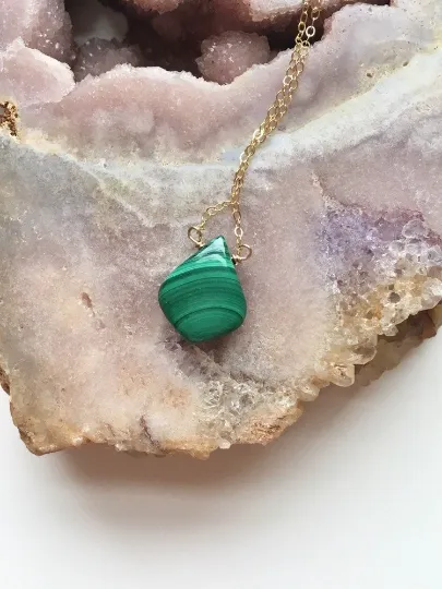 Malachite Pendant Necklace on Gold or Sterling