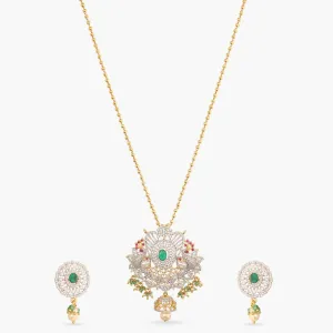 Malini CZ Silver Pendant Set