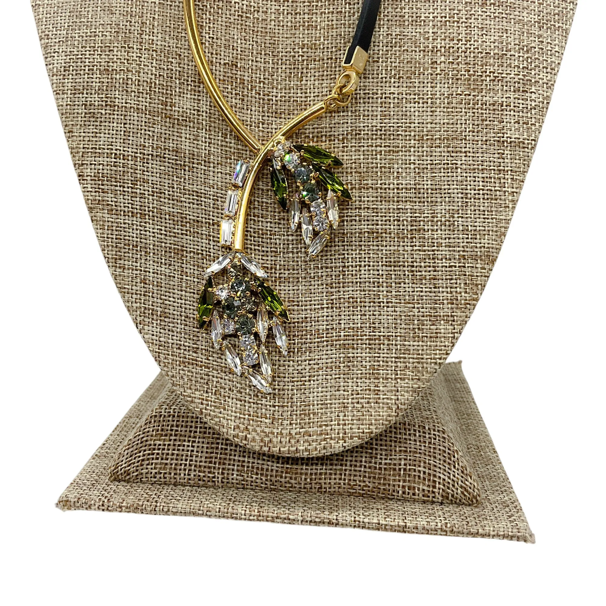 Marni Green Strass and Leather Necklace