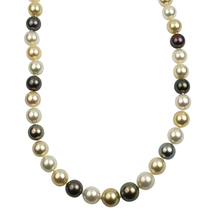 Mastoloni 18k Yellow Gold Multi-Color Pearl Strand Necklace 18"