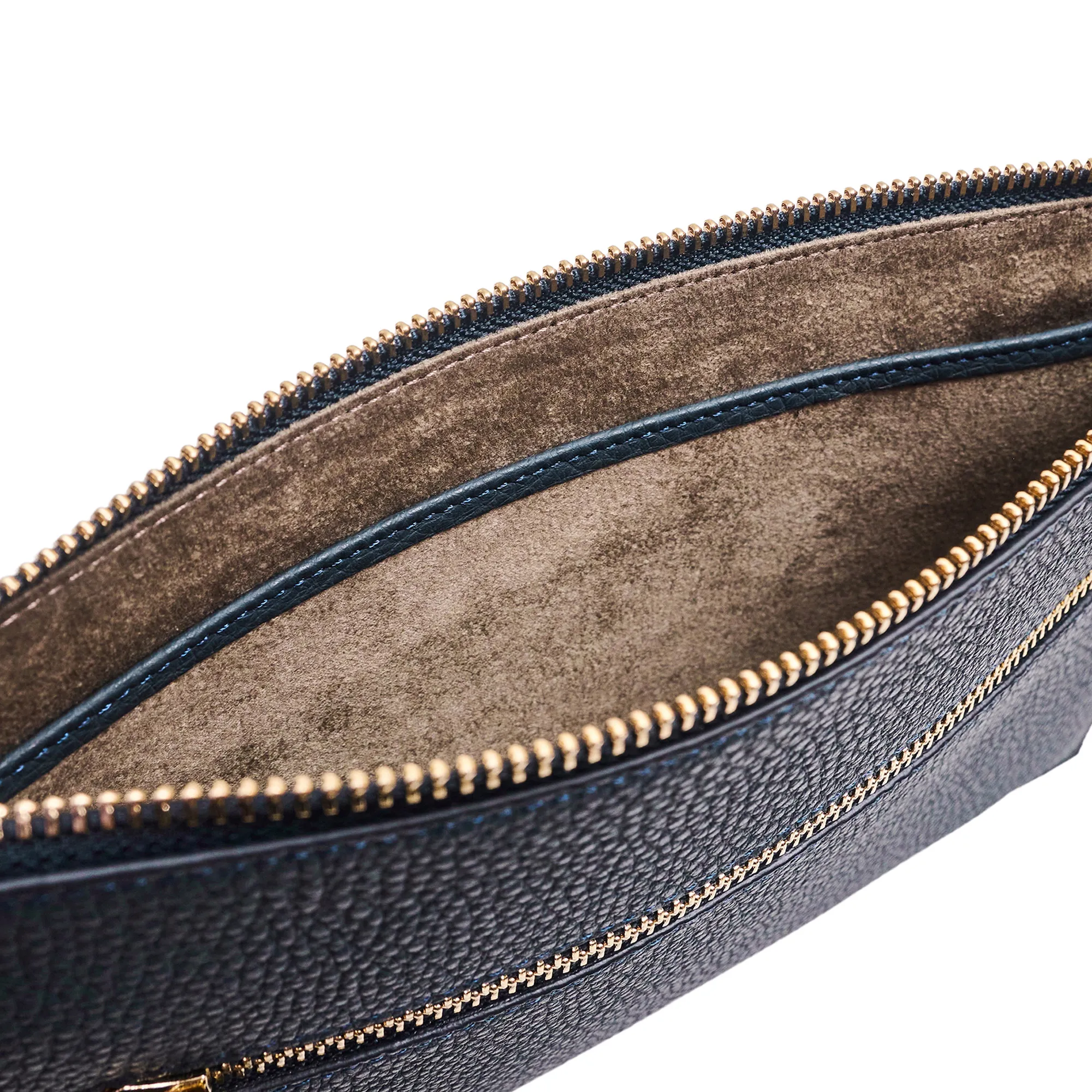 Men's Leather Hand Bag - Blue with golden details