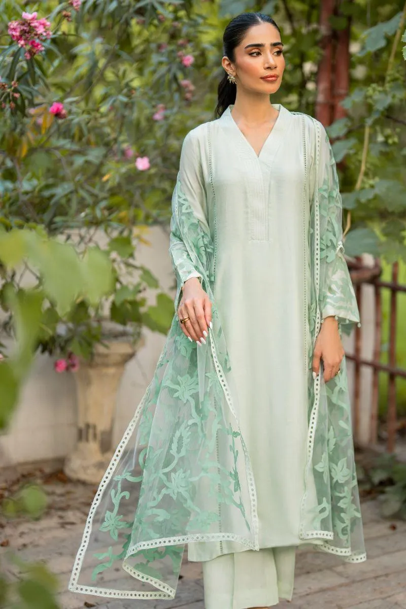 Natasha Kamal - Carmen - green applique - Cotton net lined with cotton silk - 3 Piece