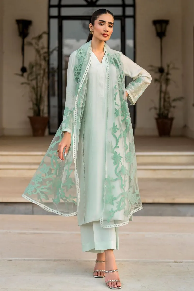 Natasha Kamal - Carmen - green applique - Cotton net lined with cotton silk - 3 Piece