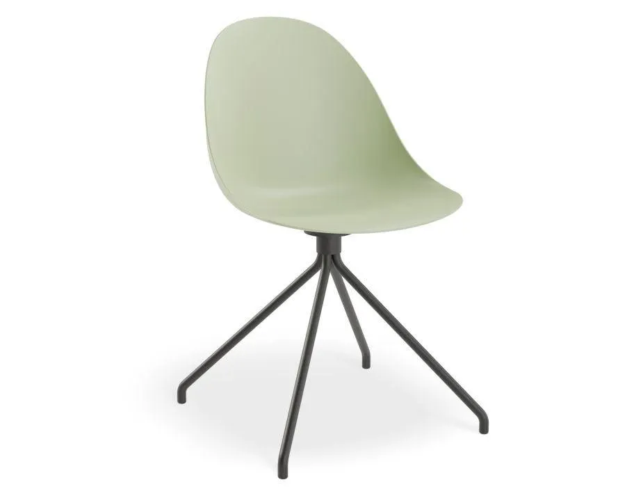 Pebble Chair Mint Green with Shell Seat - 4 Post Stackable Base - Black