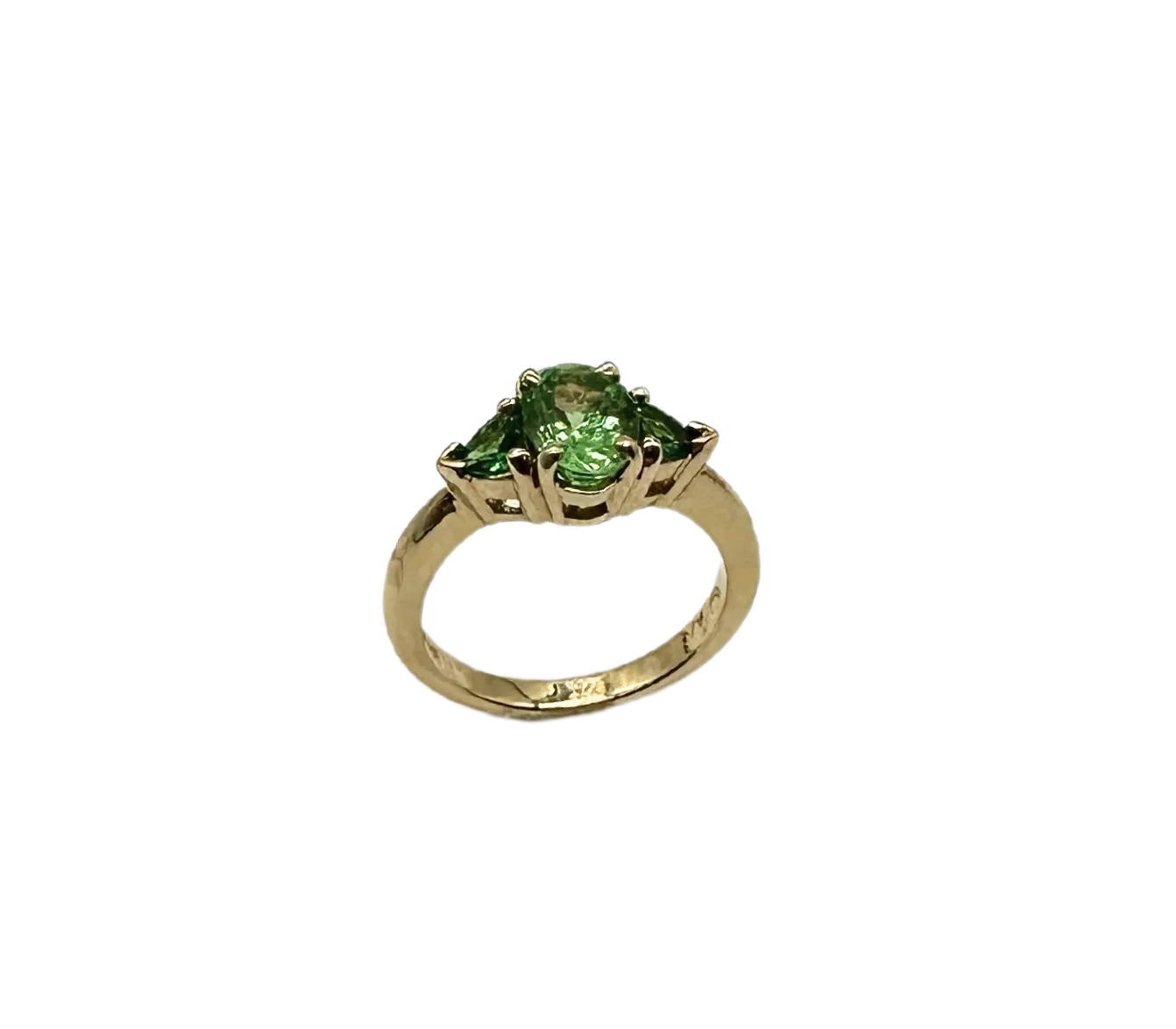 Peridot and Tsavorite 3-Stone Ring