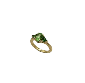 Peridot and Tsavorite 3-Stone Ring