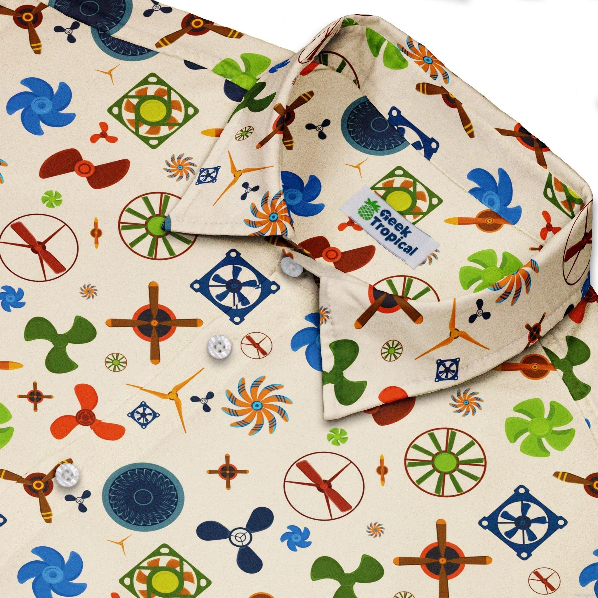 Propeller Party Tan Aviation Button Up Shirt