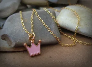 Rack Jack Y2K charm pendant necklace - Crown - Pink