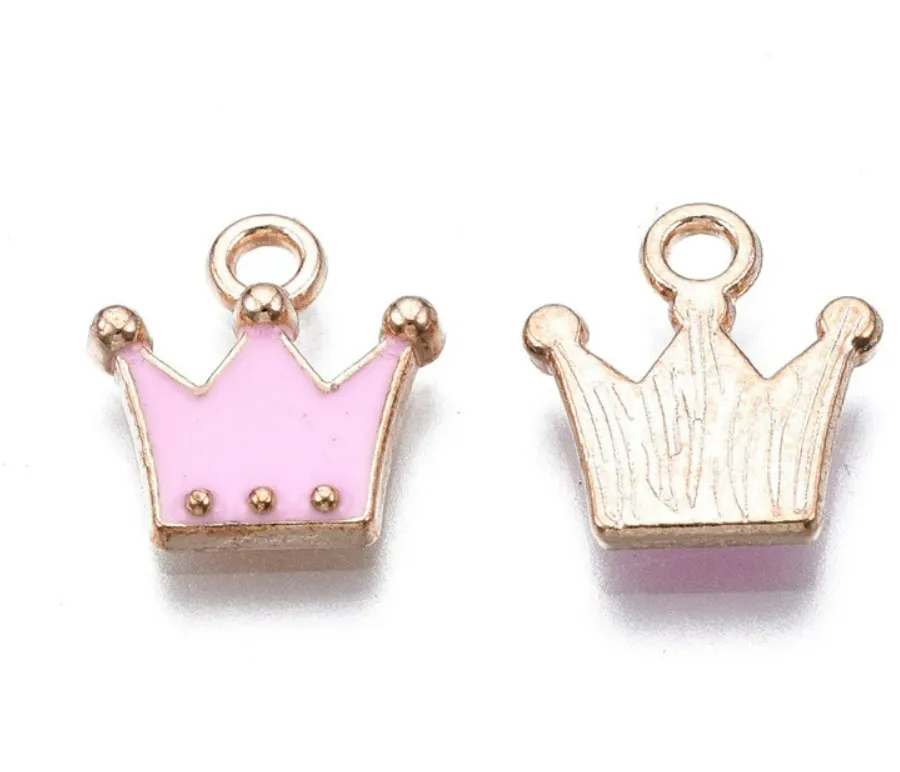 Rack Jack Y2K charm pendant necklace - Crown - Pink