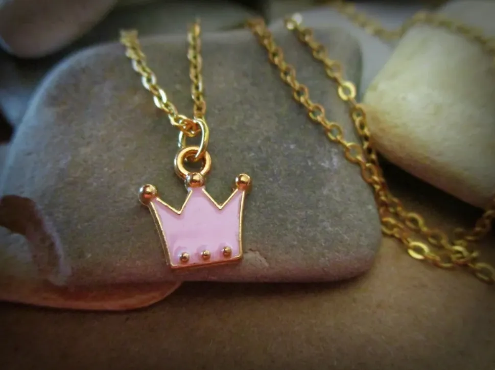 Rack Jack Y2K charm pendant necklace - Crown - Pink