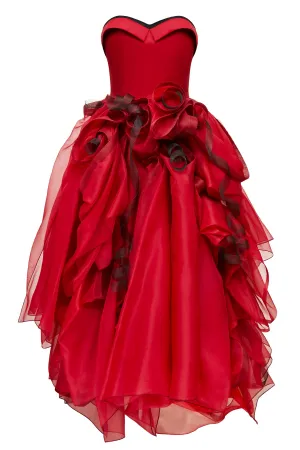 Red and Orange Organza "Atom" Dress