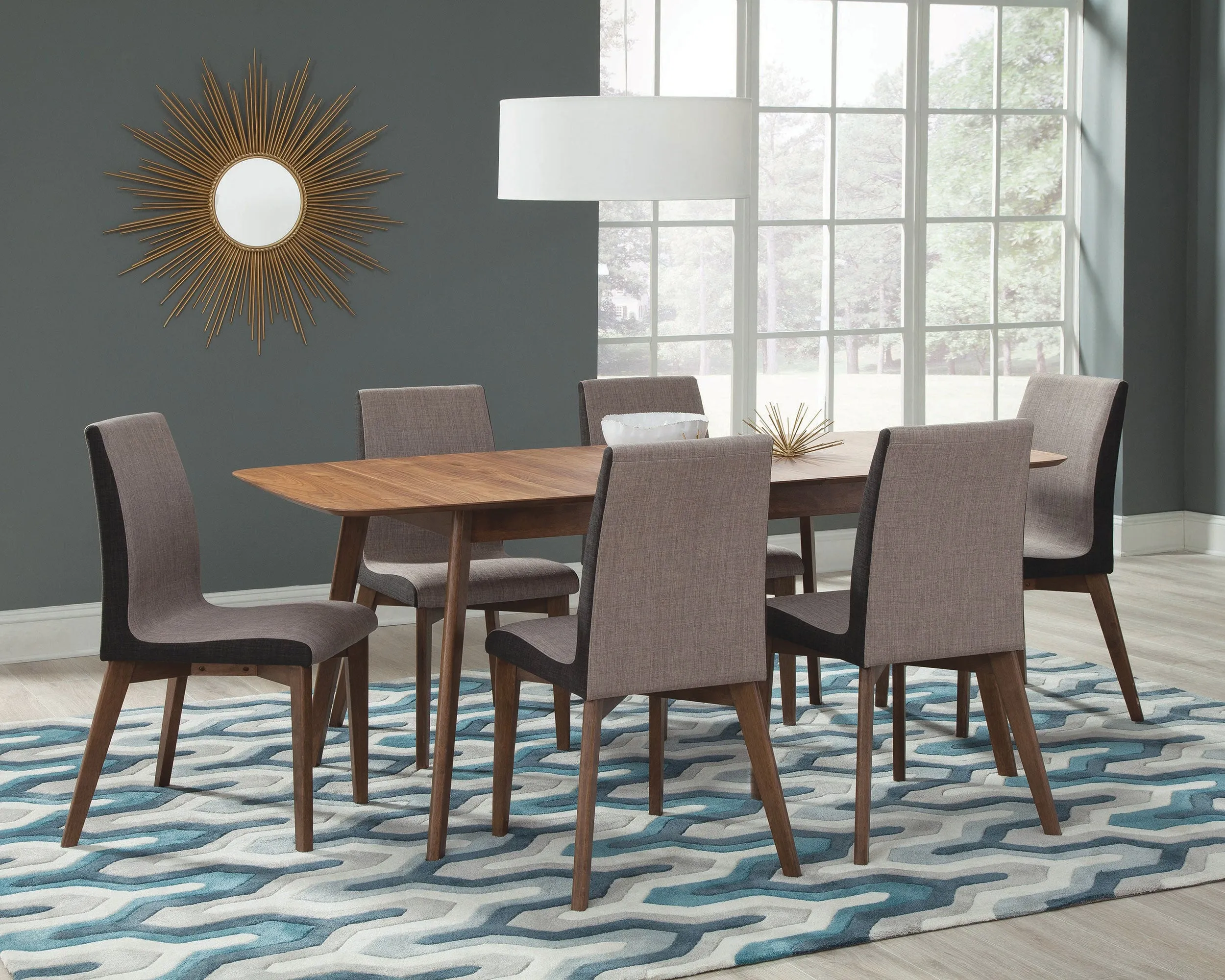 Redbridge 7-piece Dining Room Set Natural Walnut and Grey