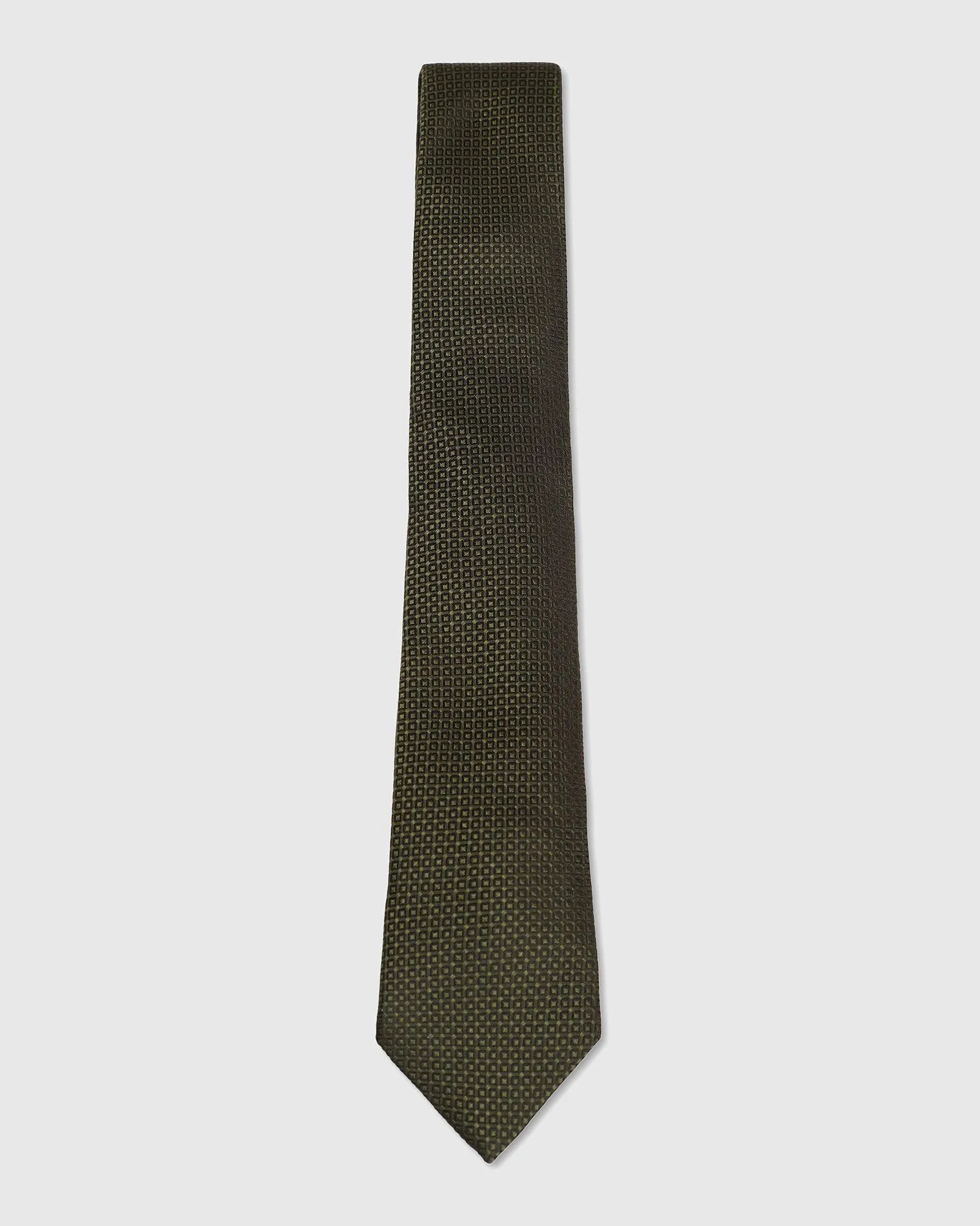 Silk Dark Olive Printed Tie - Uakari