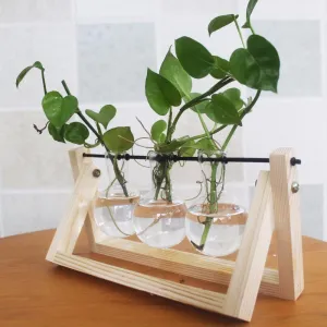 Small Glass Decorative Vase With Wooden Tray