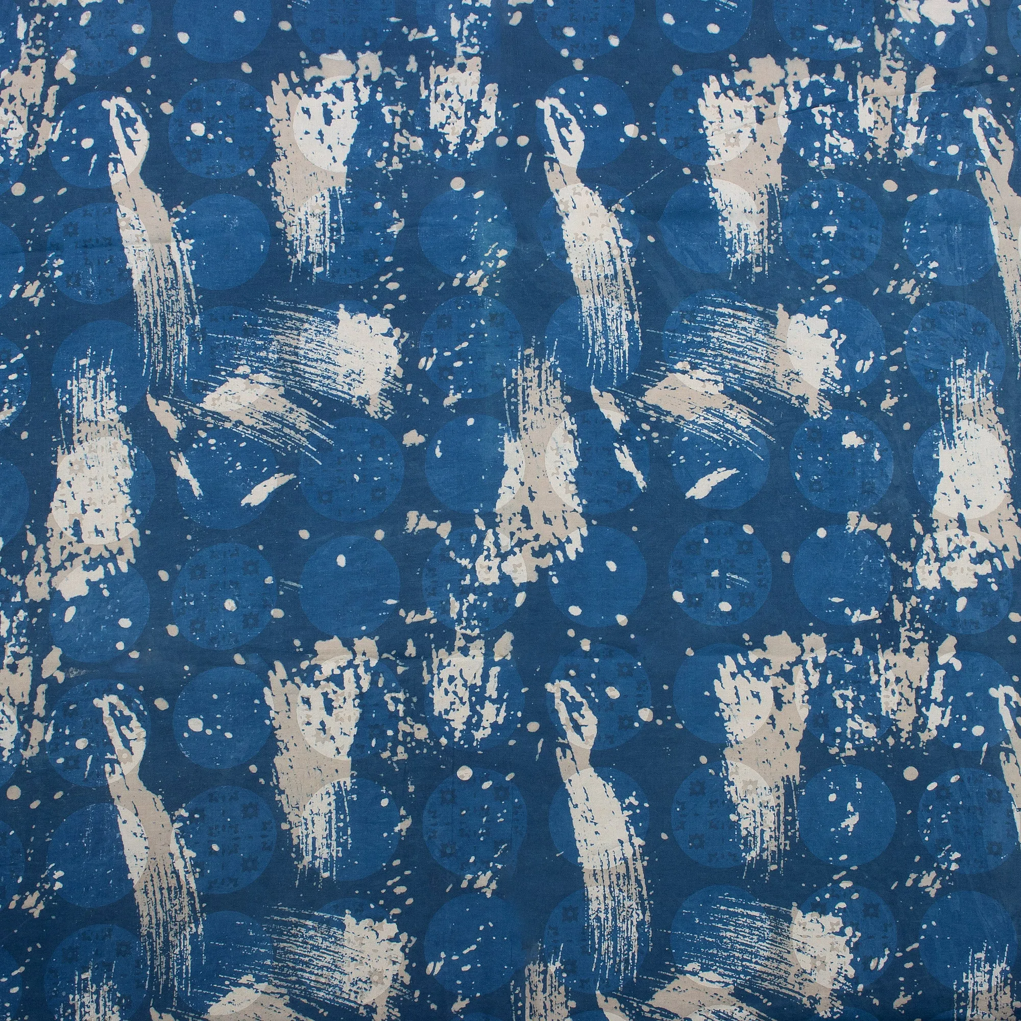 Soft Indigo Hand Block Abstract Printed Fabric