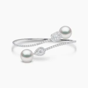 Starlight 18K Gold Twin South Sea Pearls and Diamond Bangle