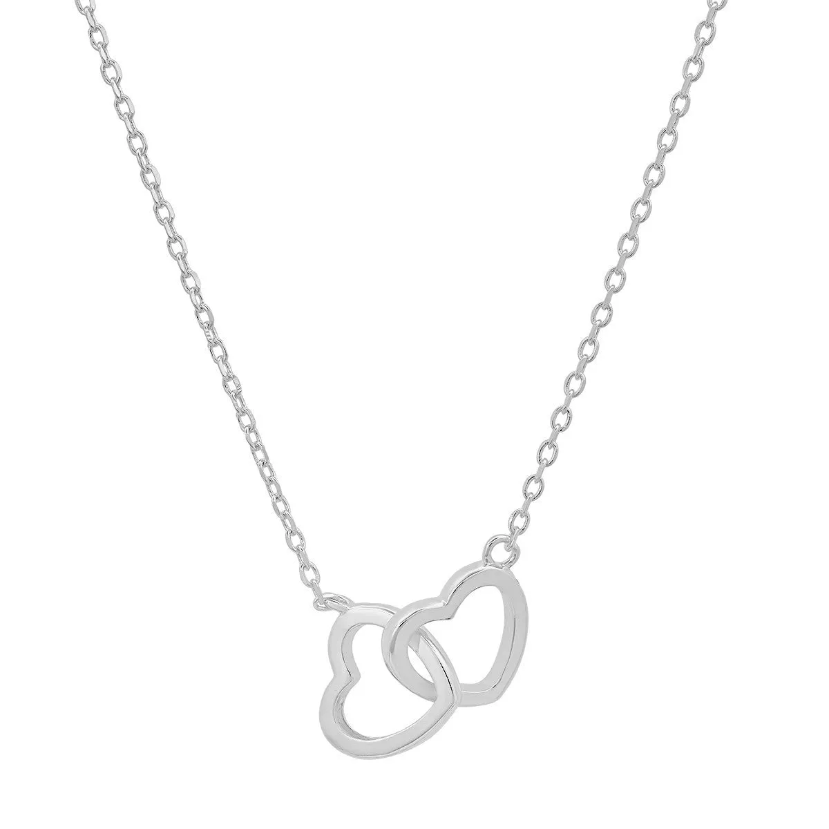 Sterling Silver Interlocking Love Heart Necklace